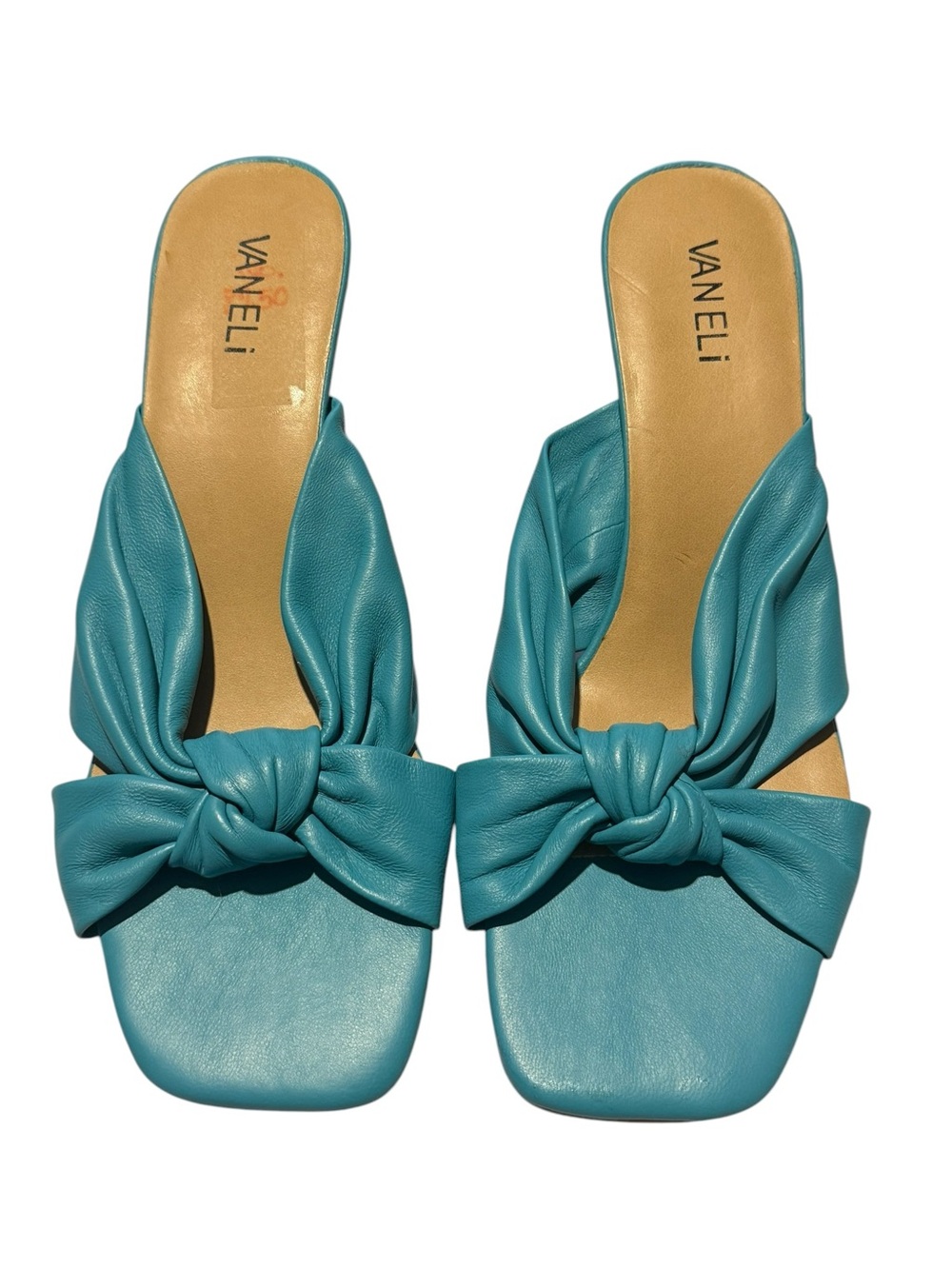 Vaneli Kitten Heel Turquoise Patent Leather Mule Size 9.5 Y2K Date Night